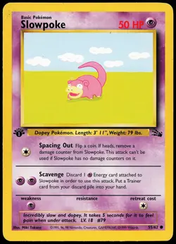 Slowpoke 55/62 Common Fossil 1st Edition Pokemon Card - Image 1