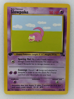 1st Edition Slowpoke 55/62 Regular Fossil Pokemon Card LP - Image 1