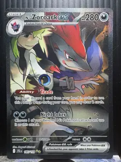 N's Zoroark EX Holo Sir Rare Card 185/159 Sv09: Journey Together NM Condition - Image 1