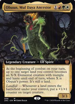 1 x Obuun, Mul Daya Ancestor - Foil - Extended Art - Commander: Zendikar Rising - Image 1