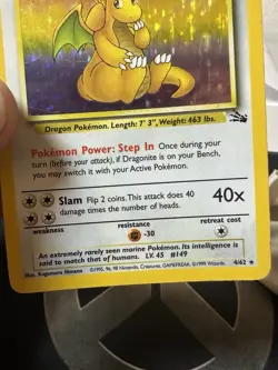 Pokemon Dragonite 4/62 Holo Unlimited Fossil (1999) WOTC Unlimited LP TCG - Image 5