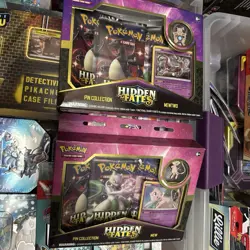 Pokemon TCG Hidden Fates Pin Collection Mew & Mewtwo Set Sealed New - Image 1