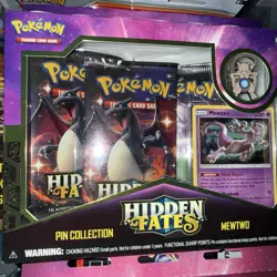 Pokemon TCG Hidden Fates Pin Collection Mew & Mewtwo Set Sealed New - Image 2