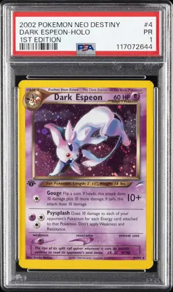2002 POKEMON NEO DESTINY 1ST ED #4 DARK ESPEON-HOLO PSA 1 - Image 1