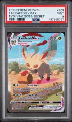 Pokemon Leafeon VMAX Evolving Skies Secret Rare Full Alt Art #205 PSA 9 Mint - Image 1