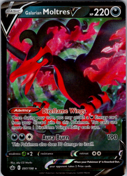 Galarian Moltres V 097/198 Holo Rare V Chilling Reign Pokemon NM - Image 1