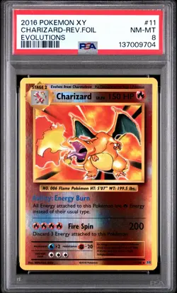 2016 POKEMON XY EVOLUTIONS #11 CHARIZARD-REVERSE FOIL PSA 8 - Image 1