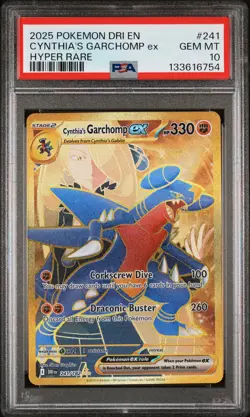 2025 POKEMON DRI EN-DESTINED RIVALS HYPER RARE #241 CYNTHIA'S GARCHOMP EX PSA 10 - Image 1