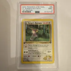 Pokemon Lt. Surge's Rattata 85/132 Gym Challenge 1st Edition PSA 9 Regular - Image 1