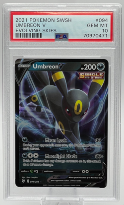 2021 POKEMON SWORD & SHIELD EVOLVING SKIES #094 UMBREON V PSA 10 GEM MINT - Image 1