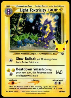 Pokemon Light Toxtricity SWSH137 2021 Celebrations SWIRL Black Star Promo - LP - Image 1