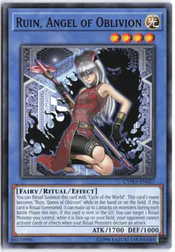 Yugioh - Ruin, Angel of Oblivion CYHO-EN027 Unlimited - Cybernetic Horizon - Image 1