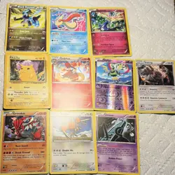 Pokemon TCG Mixed Card Lot 10 Cards Pikachu Black Kyurem Milotic Xerneas Delphox - Image 1