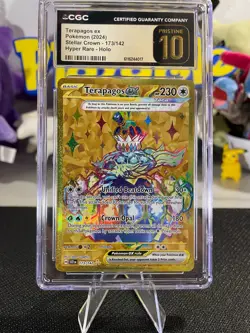 CGC Pristine 10 Pokemon Terapagos Ex 173/142 Stellar Crown Gold - Image 1