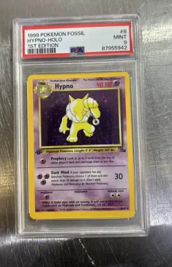 1999 POKEMON FOSSIL 1ST ED #8 HYPNO-HOLO PSA 9 - Image 1