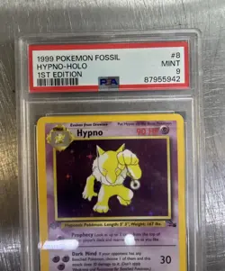 1999 POKEMON FOSSIL 1ST ED #8 HYPNO-HOLO PSA 9 - Image 2
