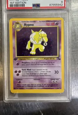 1999 POKEMON FOSSIL 1ST ED #8 HYPNO-HOLO PSA 9 - Image 3