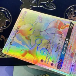Pokemon Mewtwo GX 76/73 Rainbow Secret Rare Holo Card Shining Legends LP - Image 4