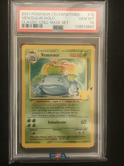 2021 Pokemon Celebrations Classic Collection Base Set #15 Venusaur Holo PSA 10 - Image 1