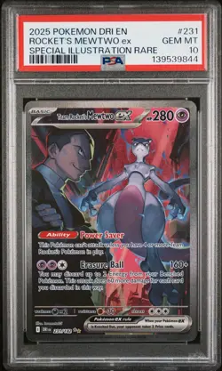 Pokemon 2025 Team Rocket's Mewtwo ex 231/182 SIR Destined Rivals GEM MINT PSA 10 - Image 1