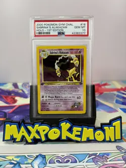 2000 Pokemon GYM CHAL. PSA 10 Sabrina's Alakazam 1st Edition 16/132 | GEM MINT | - Image 1