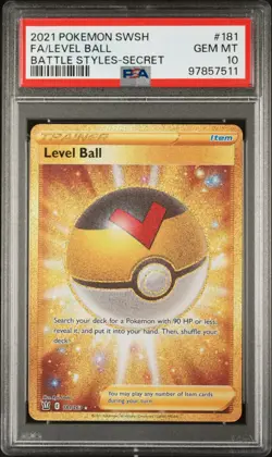 Pokemon Level Ball Gold Secret Rare Battle Styles 2021 181/163 PSA 10 - Image 1