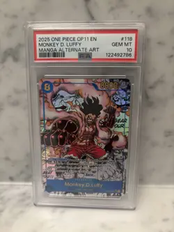 Monkey.D.Luffy Manga OP11-118 A Fist of Divine Speed Foil Alt Art PSA 10 - Image 1