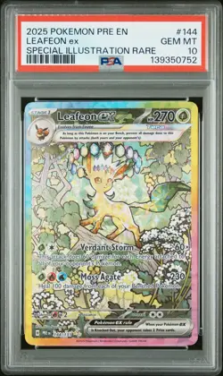 2025 POKEMON PRE EN-PRISMATIC EVOLUTIONS #144 LEAFEON EX PSA 10 - Image 1