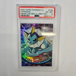 2000 Topps Chrome Pokemon TV Vaporeon Spectra Refractor #134 - Graded PSA 6 - Image 1