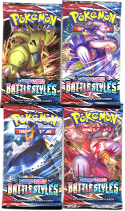 Pokemon 2021 Battle Styles Booster Pack Complete Art Set x4 (Sealed New) - Image 1