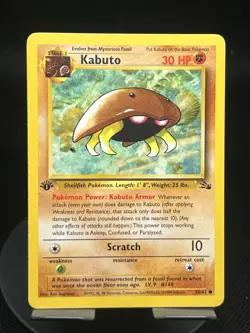 Pokemon TCG Kabuto 50/62 1st Edition Fossil LP - Image 1