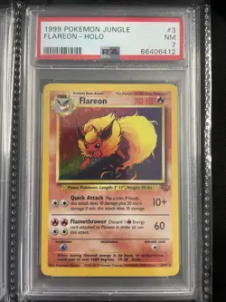 1x Flareon Holo 1999 Jungle 3/64 Pokemon TCG PSA 7 free shipping - Image 1