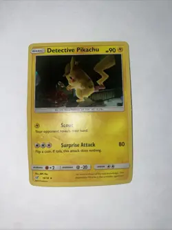 Pokemon TCG Detective Pikachu 10/18 Detective Pikachu Holo Rare LP - Image 1