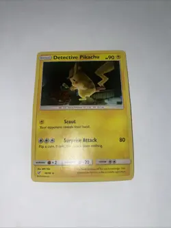 Pokemon TCG Detective Pikachu 10/18 Detective Pikachu Holo Rare LP - Image 2