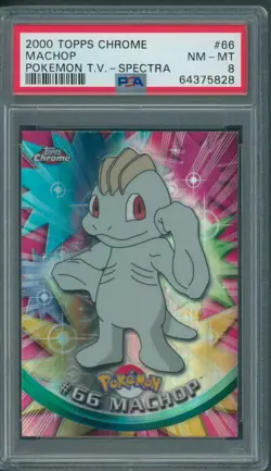 2000 Topps Chrome Pokemon T.V. Spectra #66 Machop PSA NM-MT 8 *5828 - Image 1