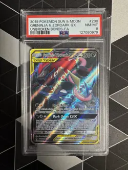Pokemon TCG Greninja&Zoroark GX Tag Team Unbroken Bonds #200/214 PSA 8 - Image 1