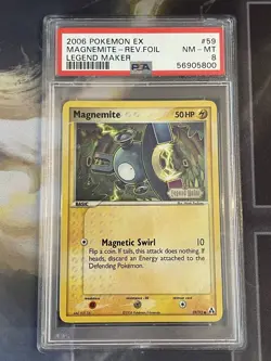 2006 Pokemon EX Legend Maker Magnemite Rev Reverse Holo Foil #59 PSA 8 NM - MT - Image 1