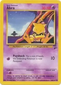 Abra 65/130 Base Set 2 Common Light Play Pokemon DNA GAMES - Image 1