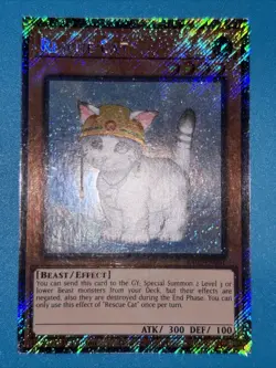 Rescue Cat 1st Edition Platinum Secret Rare RA02-EN001 Yu-Gi-Oh! - Image 1
