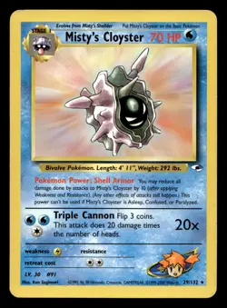 Misty's Cloyster 29/132 Rare Gym Heroes WOTC Pokemon MP - Image 1