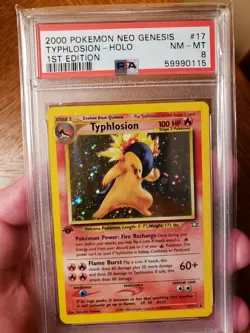 2000 POKEMON NEO GENESIS 1ST EDITION HOLO TYPHLOSION #17 PSA 8 NEAR MINT-MINT - Image 1