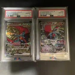 2set Sequential PSA 10 Roaring Moon ex SAR 218 090 Terastal Festival Pokemon JP - Image 1