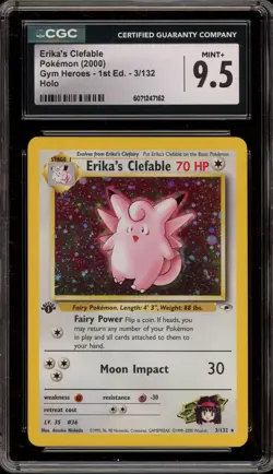Pokemon Erika's Clefable Gym Heroes 1st Edition Holo Rare #3 CGC 9.5 - Image 1