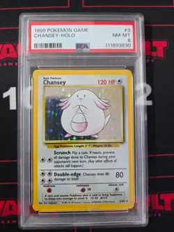 1999 Pokemon Chansey Holo #3 Base Set PSA 8 - Image 1