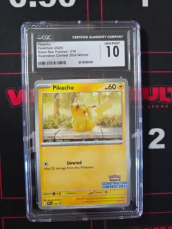 2025 Pokemon Pikachu Black Star Promo #214 Illustration Contest Winner CGC 10 - Image 1