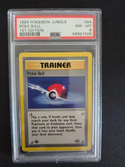 1999 Pokemon Poke Ball 1st Edition Jungle #64 PSA 8 - Image 1