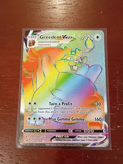 Greedent VMAX Rainbow Secret Rare 272/264 Fusion Strike Pokemon Card - Image 1