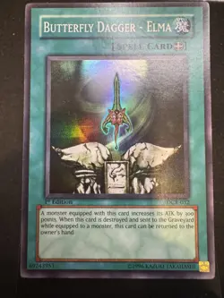 YUGIOH BUTTERFLY DAGGER ELMA DCR-032 FIRST ED NM 1996 - Image 1