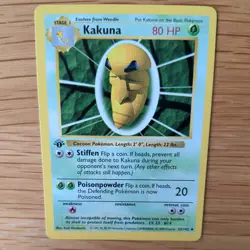 1ST EDITION SHADOWLESS KAKUNA 33/102 POKEMON CARD (BASE SET) - Image 1