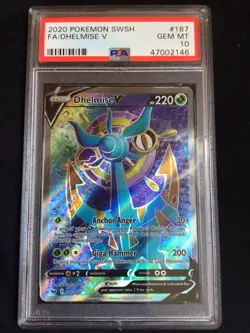 Pokemon Cards: Sword & Shield Ultra Rare: Dhelmise V 187/202: PSA 10 - Image 1